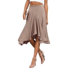 Materialmade Of High Quality Fabric, This Ruffle Flowy Skirt Drapes Nicely And Feels Comfortable Against The Skin. It Provides A Breathable And Relaxed Wearing Experience. Features:Designed With An Back Elastic Waistband And Has A Zipper, This Midi Skirt Offers A Comfortable And Adjustable Fit. High Waist Design, This Skirt Accentuates The Waistline And Greates A Flattering Silhouette. Ruffle Midi Skirt.Elegant Ruffle Design Detailing Add A Trendy And Chic Touch To This Chic Flowy Skirt Flowy Midi Skirts: Midi Skirts For Women/ Casual Summer Skirt / Flowy Skirts For Women/ Dressy Skirt/ High Waisted Skirts/ Springclothes/ Womens Ruffle Skirt/ Skirt For Women Midi Length Casual Summer Skirt, Ruffle Midi Skirt, Skirts Flowy, Skirt Draping, Skirt Elegant, Stylish Heels, Dressy Skirts, Trendy Skirts, Elegant Skirt