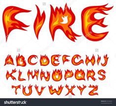 fire font and numbers with flames on the upper part stock photo - image 34987