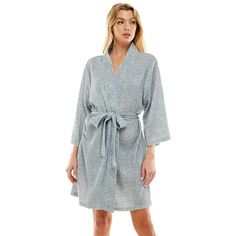 Style: ECJB002C Description: Stay comfortable and cozy in this kimono robe. Made in our soft, lightweight, & textured waffle fabric, this robe amps up the style of a robe with a fashionable print so you'll be in style before you're even dressed! Including a self-tie belt at the waist, this robe is topped off with pockets and kimono-style sleeves made to be set apart. This robe is made to be transitional, making it the perfect item to wear year-round. Throw it on straight out of the shower or lay Fleece Pants Women, Soft Robes, Velour Tops, Waffle Fabric, Set Apart, Striped Pyjamas, Flannel Women, Womens Pyjama Sets, Kimono Style