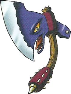 an image of a cartoon character with a knife in his mouth and teeth on it's head