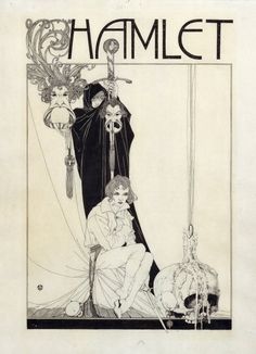 the cover to hamlet, with an illustration of two women and a man sitting on a chair