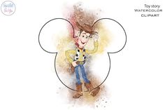 an image of mickey mouse with watercolor paint