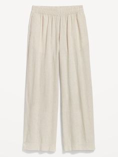 High-Waisted Linen-Blend Wide-Leg Pants | Old Navy Navy Linen Pants, Travel Minimalist, Linen Pants Outfit, Classy Yet Trendy, Minimalist Capsule Wardrobe, Linen Blend Pants, Navy Linen, Wide Leg Linen Pants, Back Patch