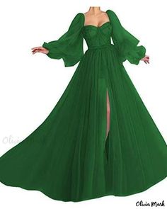 OliviaMark - Sophisticated Sheer Party Dress featuring a Heart-shaped Neckline and Elegant Puff Sleeves Puffy Sleeve Prom Dress, Prom Dress With Split, Sleeve Prom Dress, Dress With Split, Tulle Sleeves, Evening Party Gowns, Tulle Ball Gown, Party Gown, فستان سهرة