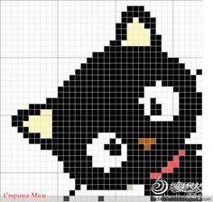 a cross stitch pattern with a black and white cow on it's face,