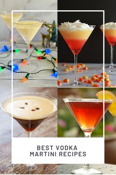 4 different martinis in glasses ready to sip. Vodka Martini Recipes, Martini Ideas, Vodka Martinis, Martini Flavors, Martini Recipes Easy, Best Martini Recipes, Best Vodka, Martini Recipes Vodka