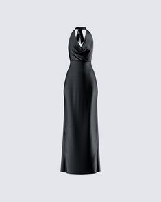 Slip into seduction with this black maxi dress 🖤 Made from luxurious satin charmeuse fabric, this piece is complete with a bias cut and a cowl neck for a look that gives off a chic and mysterious vibe that will have everyone hooked 😌 Sleek Bias-cut Floor-length Satin Dress, Sleek Bias Cut Floor-length Satin Dress, Sleek Floor-length Bias Cut Satin Dress, Sleek Long Satin Evening Dress, Sleek Satin Finish Maxi Evening Dress, Sleek Satin Maxi Dress, Sleek Satin Floor-length Maxi Dress, Fitted Maxi Dress With Satin Finish For Evening, Sleek Gala Gown With Satin Finish