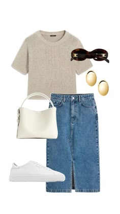 Simple Chic Outfits, Collage Outfit, Outfit Verano, Outfits Gorditas, Spring Summer Capsule Wardrobe, Denim Skirt Outfits, Classic Style Outfits, Outfit Chic, Effortlessly Chic Outfits