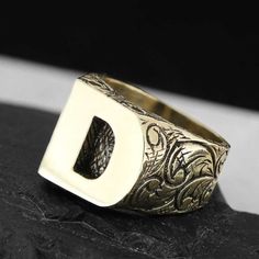 "925 Sterling Silver Letter Ring, Letter D Ring, A-Z Initial Ring, Silver Monogram Alphabet Ring, Silver Celtic Design Bold Letter Ring * %100, 925 Sterling Silver ☞ ☞ ☞ ITEM DESCRIPTION ☜ ☜ ☜ * Material : 925 Sterling Silver * Weight : Around 14 GR * Ring Face Size : 15x17 MM * Color & Plating Options : Sterling Silver (Non plated) - Gold Plated Sterling Silver * Ring Size : Please inform us about your ring size. * Letter : Please select the letter you want from the selection section. ( In the Alphabet Ring, Monogramm Alphabet, Picture Ring, Alphabet Jewelry, Silver Monogram, Celtic Design, Letter Ring, Monogram Alphabet, Letter D