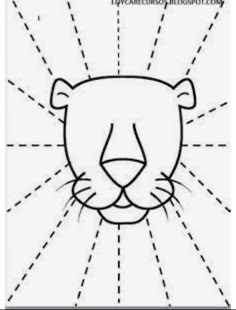 a drawing of a lion's face with lines drawn across the front and back