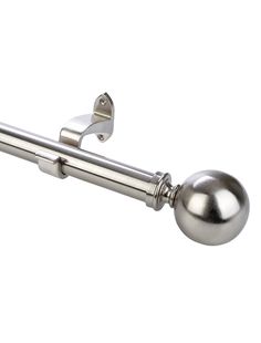 a metal curtain rod with a ball on it