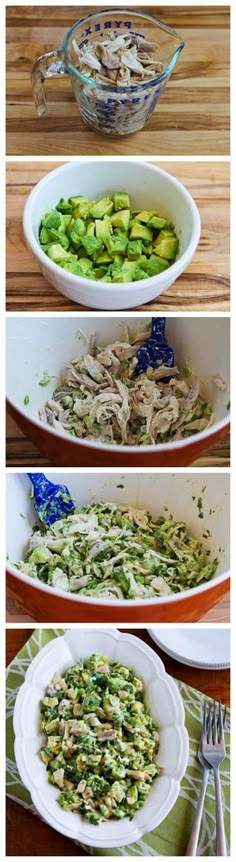 three pictures showing the steps to make broccoli casserole in different stages