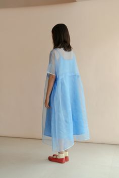 Runaway Bicycle Clover Dress - Blue Clover Dress, Elegant Summer Dresses, Oversized Shirt Dress, Silk Shirt Dress, Gathered Dress, Cinderella Dresses, Organza Dress, Dress Simple, Dress Crafts