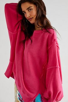 Camden Sweatshirt | Free People Camden Sweatshirt, Patchwork Sweatshirt, Exaggerated Sleeves, Suspenders For Women, Oversized Pullover, Black Long Sleeve Dress, Patchwork Dress, Slim Dresses, Long Sweaters