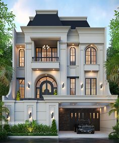 this is an artist's rendering of a two story house in the tropical style