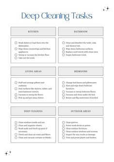 a checklist with the words deep cleaning tasks