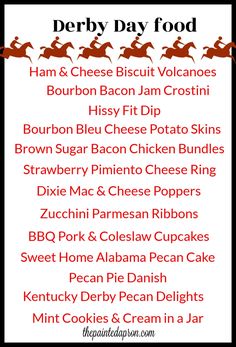 the derby day food list is shown