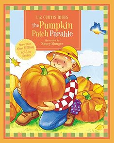 a children's book with an image of a boy holding a pumpkin