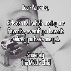 a baby with a pacifier in his mouth and the words dear parents, kids can tell