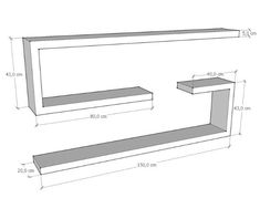 two shelves are shown with measurements for each shelf