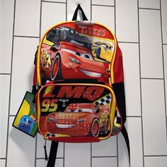 New Disney Pixar Cars Lightning Mcqueen Backpack & Lunch Bag. Great For Back To School Only 5 Available Lightning Mcqueen Backpack, Back To School Backpack For Disney Fan Events, Red Disney Backpack For Disney Fan Events, Disney Red Standard Backpack, Red Disney Backpack, Red Disney Style Backpack For Disney Trips, Themed Red Backpack For School, Themed Red School Backpack, Disney School Bag In Red