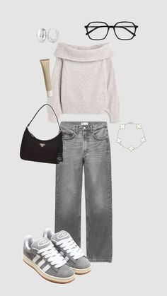 Clean Autumn Outfits, Clean Girl Jeans Outfit, Clean Girl Outfits Ideas, Semi Modest Outfits, Winter Outfits Collage, Clean Girl Style Outfits, Y2k Outfit Winter, Clean Girl Winter Outfits, Outfits With Grey Jeans