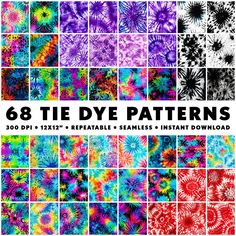 the 8 tie dye patterns are available in multiple colors and sizes, including red, purple,