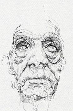 a drawing of an old man's face