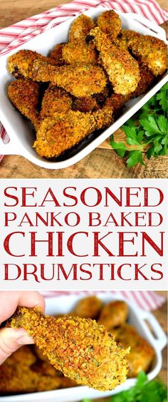 this is an image of seasoned panko - baked chicken drumsticks