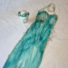 SEA NYMPH Mermaid dress womens size 10?  one of a kind recycled  Halloween costume aqua shell fantasy ocean Goddess sexy Upcycled beaded by RestyledCostumes on Etsy Sea Witch Costume Sirens, Nymph Outfits, Sea Witch Costume, Mermaid Costume Women, Siren Outfit, Fantasy Ocean, Ocean Goddess, Orange Mermaid, Sea Nymph