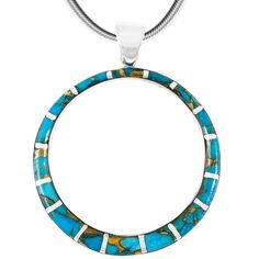 PRICES MAY VARY. Solid 925 Sterling Silver (Pendant & 24" Snake Chain) Genuine Turquoise (natural turquoise that has been treated, color-enhanced, and infused with bronze or copper matrix). Dramatic variations in colors/shades/matrix may exist due to the nature of these gemstones. Satisfaction always guaranteed. Over 1.5" diameter (see ruler image) Premium Quality | Imported Gemstone Pendant NecklaceContemporary pendant made of solid sterling silver & genuine gemstones. Fine craftsmanship.Includ Real Turquoise Jewelry, Colors Shades, Gemstone Pendant Necklace, Southwest Jewelry, Real Turquoise, Jewelry Turquoise, Coral Necklace, Silver Snake Chain, Southwest Style