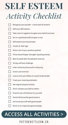 a checklist with the words self system activity checklist