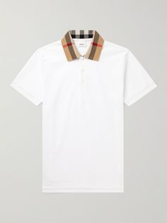 The Burberry check, also known as the 'Haymarket Check, ' was first introduced in the 1920s as a lining for the brand's trench coats. The motif is still used today on a range of designs, including this polo shirt. Cut for a slim fit, it's made from soft, breathable cotton-piqué and contrasted with a patterned collar. Burberry Polo Shirt Men, Burberry Shirts For Men, Burberry Polo Shirt, Burberry Shirts, Burberry Shirt, A M, Godly Life, Fancy Clothes