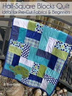 the cover of half square blocks quilt