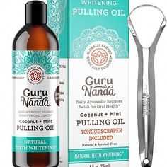 Buy GuruNanda Coconut & Peppermint Oil Pulling (8 Fl.Oz) with Tongue Scraper - Alcohol Free Mouthwash for Fresh Breath, White Teeth & Healthy Teeth & Gums on Amazon.com ✓ FREE SHIPPING on qualified orders Fennel Essential Oil, Alcohol Free Mouthwash, Tongue Scraper, Mint Oil, Coconut Oil Pulling, Oil Pulling, Gum Health, Natural Teeth Whitening