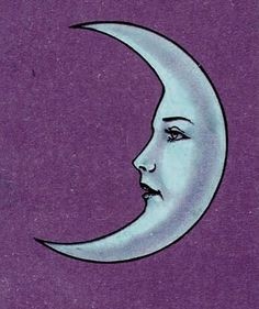 a drawing of a woman's face on the moon