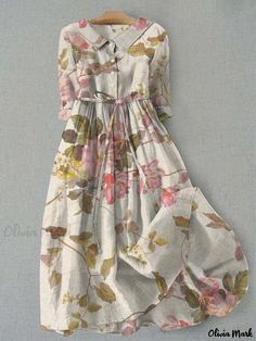 Olivia Mark - Collared Belted Shirt Dress with Button Details and Digital Print Botanical Floral Prints, Hip Clothes, Boho Style Outfits, Cotton Linen Dresses, Belted Shirt Dress, Floral Shirt Dress, Floral Print Midi Dress, Midi Dress Casual, Linnet