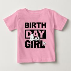 a pink shirt with the words birth day girl printed on it