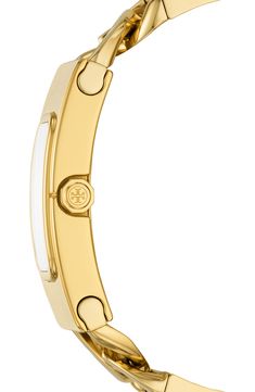 Curb links anchor the contemporary design of this rectangular bracelet watch marked with a signature gleaming T on the elongated dial. 40mm case; 18mm band width Push-clasp closure Quartz movement Mineral crystal face Stainless steel with goldtone plate Imported Tory Burch Jewelry Gold, Nordstrom Store, Minerals Crystals, Quartz Movement, Bracelet Watch, Tory Burch, Contemporary Design, Gold Tones, Nordstrom