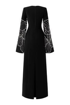 Formal Evening Long Sleeve Maxi Dress, Formal Long Sleeve Maxi Dress For Evening, Chic Evening Long Sleeve Sheath Dress, Long Sleeve Maxi Dress For Formal Evening, Fitted Sheath Maxi Dress For Dinner, Elegant Long Evening Dress For Gala, Elegant Evening Maxi Dress With Side Slits, Elegant Long Sleeve Maxi Dress With Side Slits, Maxi Length Evening Dress With Side Slits For Dinner