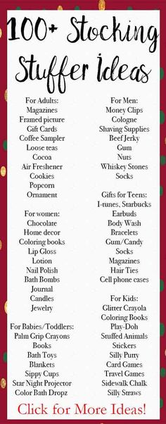 a christmas stocking stuff list with words on it