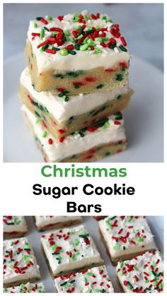 christmas sugar cookie bars stacked on top of each other