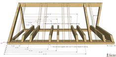 a wooden frame with measurements for the bottom and side sections on it, as well as plans