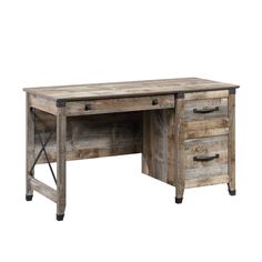 an old wooden desk with two drawers