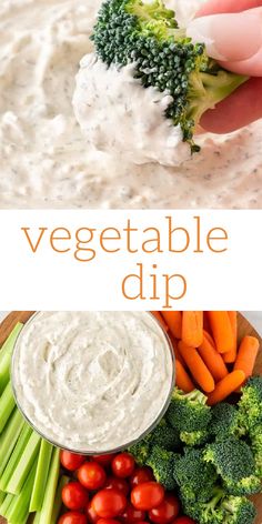 the dip is made with vegetables and dip sauce