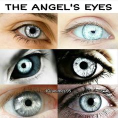 four different types of blue eyes with the caption