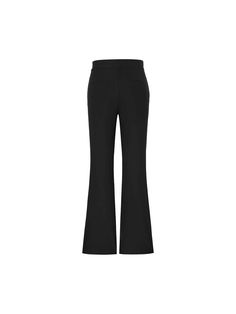 MO&Co. Women's Black Flared Suit Pants Our pants blend casual and formal into one timeless look. The high-waisted design with stretchy fabrics provide the perfect fit and create the perfect balance between style and comfort. Features : - High rise and wide waistband- Side pockets design, mock pockets at back- Straight leg Code: MBC4PATT07The back length of size M is 110cmMATERIALS & CARE Material: 66.6% Polyester 30.8% Viscose 2.6% SpandexREMINDER: All items are measured manually. Please note th Tailored Black Wide Leg Pants In Elastane, Tailored Black Wide Leg Elastane Pants, Tailored Elastane Dress Pants For Night Out, Modern High Waist Elastane Pants, Chic Elastane Pants For Business, Modern High-waist Elastane Pants, Tailored High-waisted Elastane Dress Pants, High Waist Elastane Pants For Formal Occasions, Flared Suit Pants