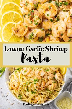 Lemon garlic shrimp pictured, also added to pasta pictured Bowtie Shrimp Pasta, One Pot Lemon Garlic Shrimp Pasta, Easy Pasta Recipes Shrimp, Lemon Garlic Shrimp Fettuccine, Shrimp And Lemon Recipe, Lemon Pasta With Shrimp Recipes, Summer Shrimp Pasta Recipes, Lemon Shrimp Fettuccine Garlic Butter, Shrimp Pasta Meal Prep Healthy