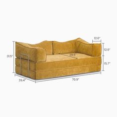 an image of a couch with measurements for it