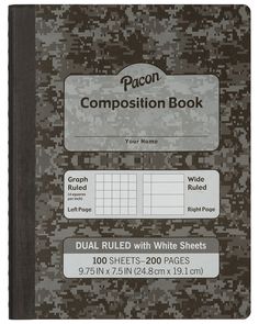 a black and white book with the words composition book on it